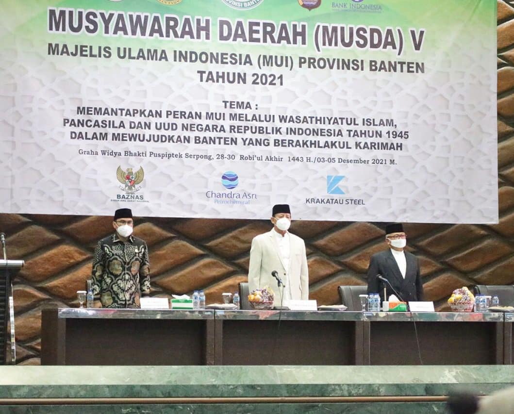 Gubernur Banten Wahidin Halim membuka Musyawarah Daerah (Musda) V Majelis Ulama Indonesia (MUI) Provinsi Banten Tahun 2021