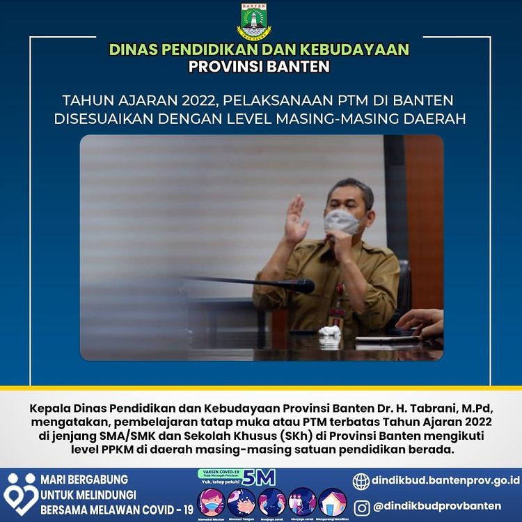 Tahun Ajaran 2022, Pelaksanaan Ptm Di Banten Disesuaikan Dengan Level Masing-Masing Daerah