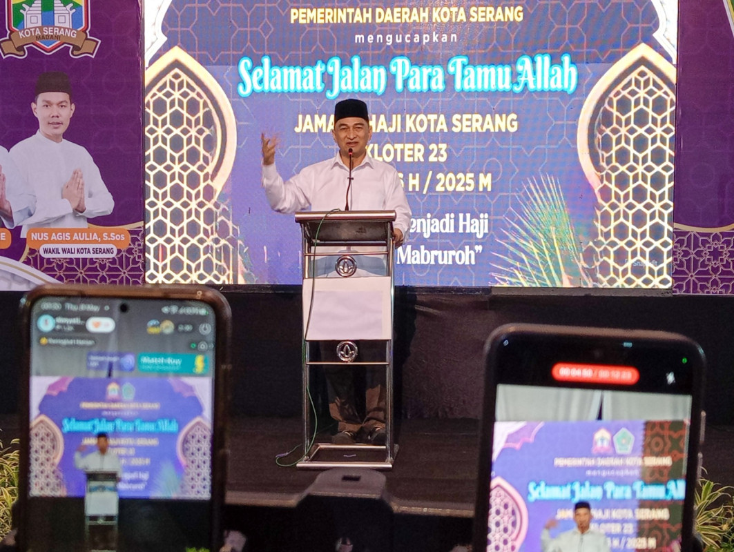 Wagub Banten A Dimyati Natakusumah Lepas Keberangkatan Jamaah Haji Kloter JKG 23 Tahun 1446 H Kota Serang