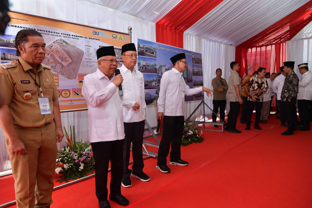 Pj Gubernur Al Muktabar Dampingi Wapres KH Ma'ruf Amin Canangkan Pembangunan Universitas Syeikh Nawawi Banten
